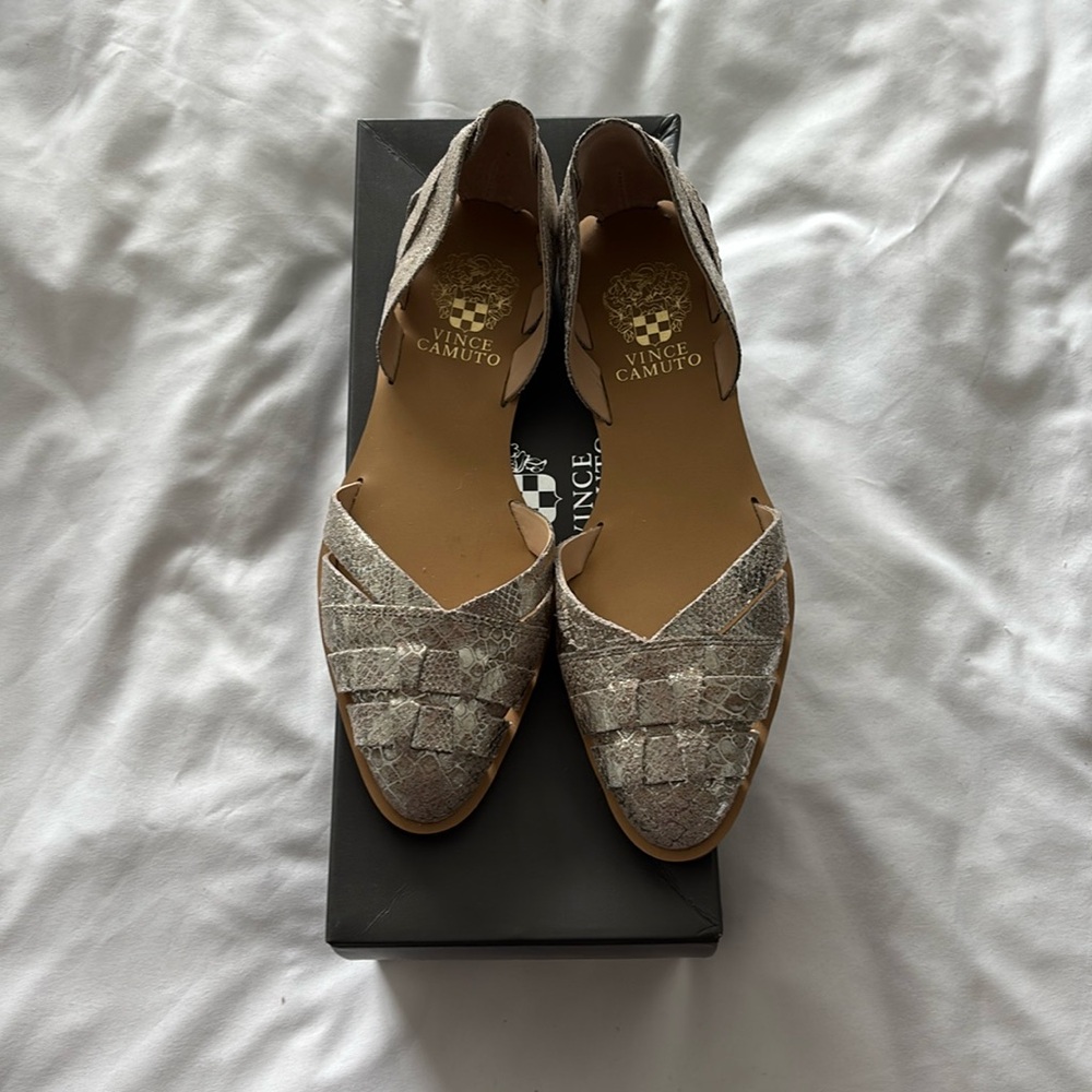 Vince Camuto Goddess Gold Vintage Met Snake Print Shoes